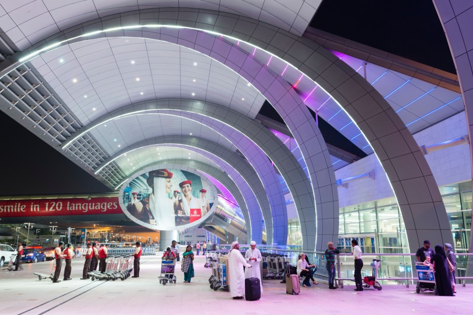 Curved modern architecture at Dubai International Airport’s Terminal 3