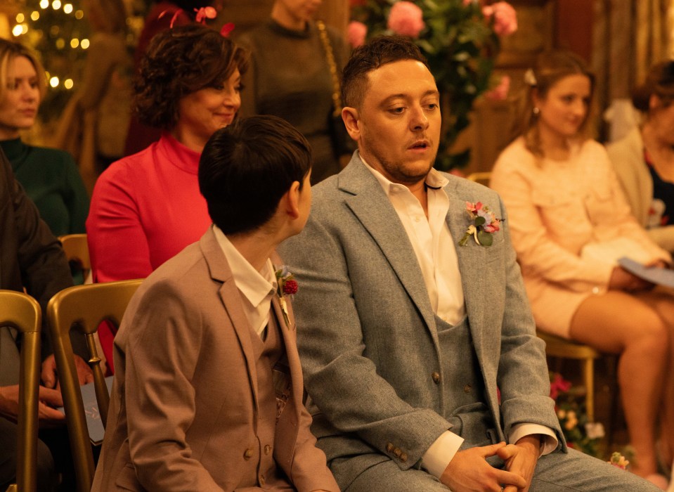 Emmerdale has revealed the first look at Amy Wyatt and Matty Barton's wedding - as Kerry's scheming puts everything in danger