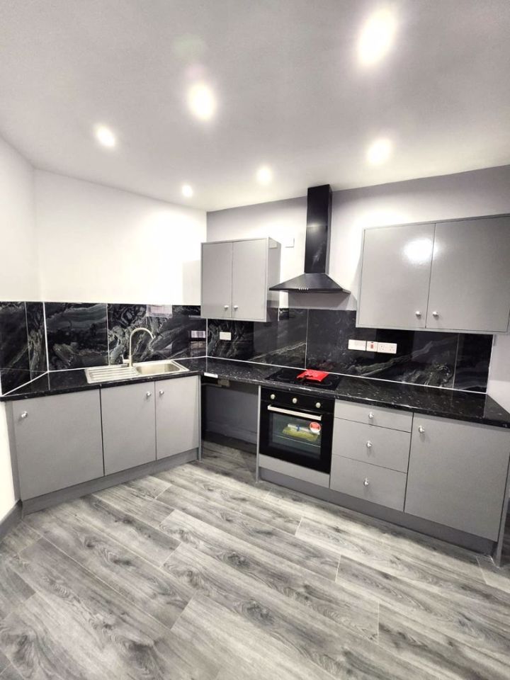 The flat has a modern kitchen