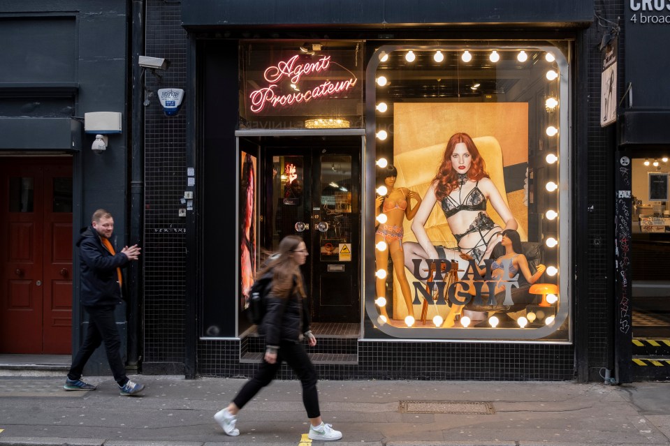 The shop window of Agent Provocateur in Soho