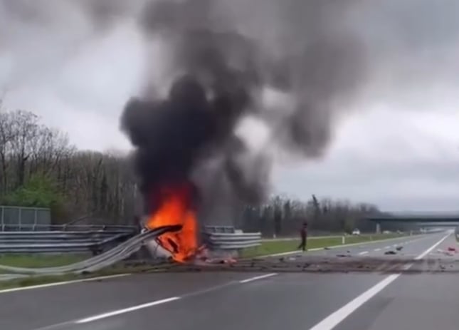 The scene of the horror crash in Italy