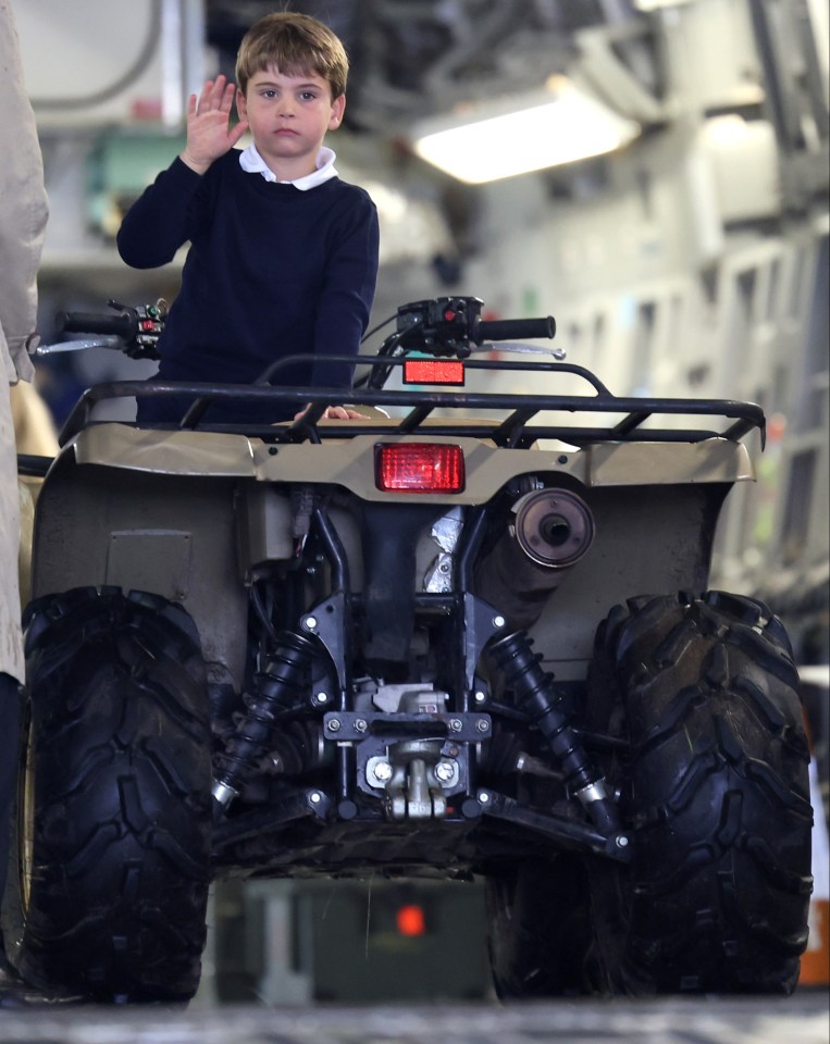 Louis on top of a quadbike on an RAF C17 plane