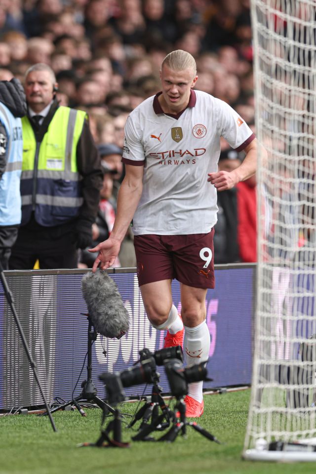 The Norwegian appeared to channel his inner Homer Simpson by shouting 'woo-hoo' into the pitchside mic