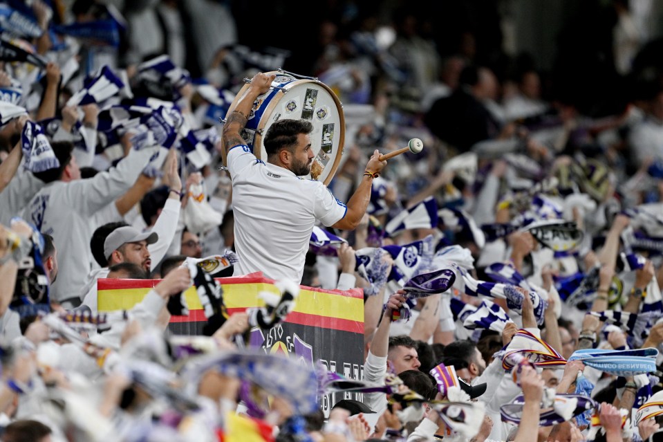 Real Madrid fans show their support as their team faced off Manchester City at Estadio Santiago Bernabeu last night