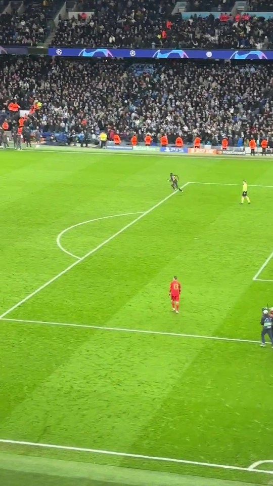 The Real Madrid defender races off towards the dug-out before being mobbed