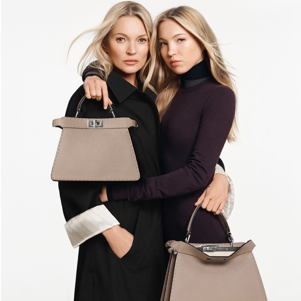 Kate Moss, 50, stunned as she posed with Lila Grace for a designer bag ad campaign