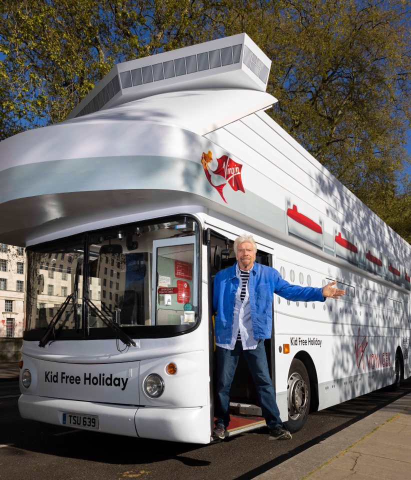 A street-sized version of Scarlet Lady, his real-life cruise liner