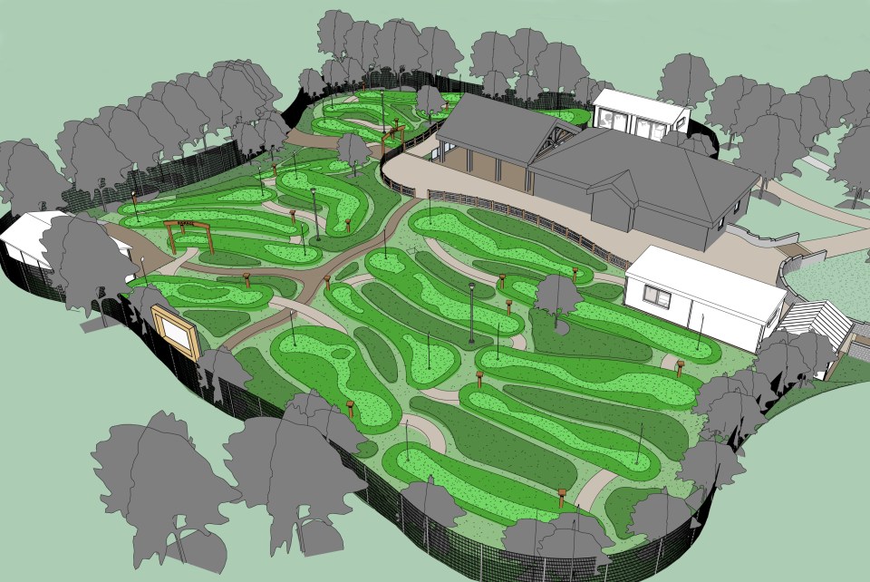 Work has begun on a 18-hole mini golf venture based on Tiger Woods PopStroke concept