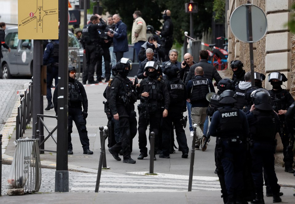 Masses of police were seen patrolling the street