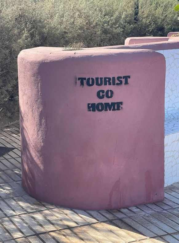 The campaigners distanced themselves from anti-tourist graffiti