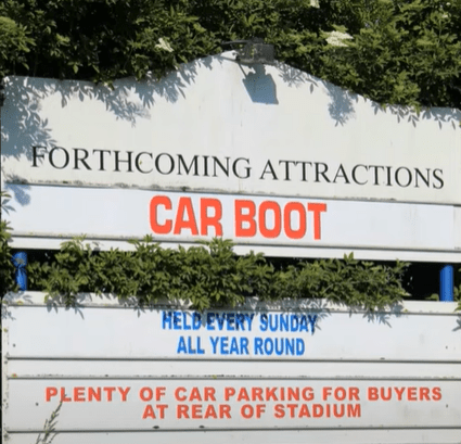 The car park is now used for weekly car boot sales