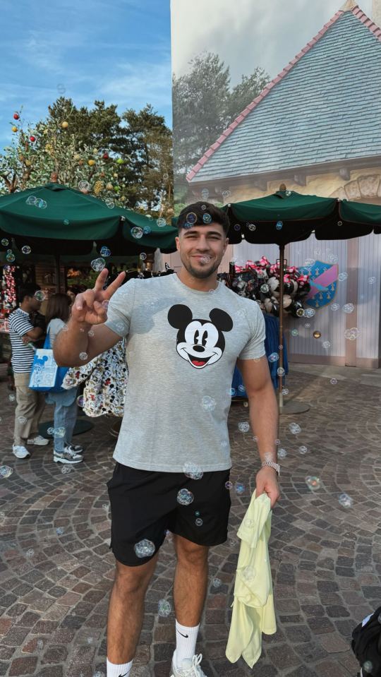 Tommy donned a Mickey Mouse t-shirt