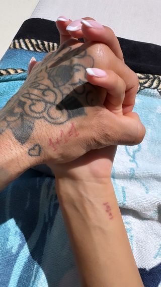 Joanna Sanz shared this picture of her and estranged husband Dani Alves - with matching tattoos