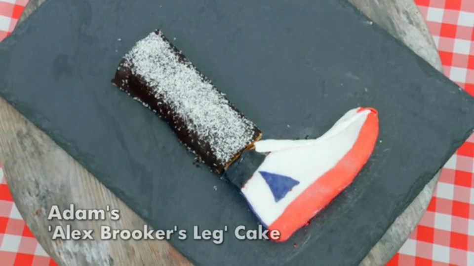 Adam made a cake of Alex Brooker's leg on the show