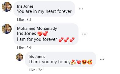 A Facebook screenshot of Iris and Mohamed in happier times - before she was so cynical