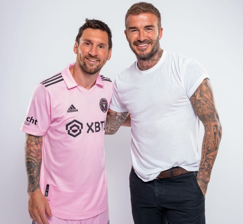 Lionel Messi with Inter Miami co-owner David Beckham