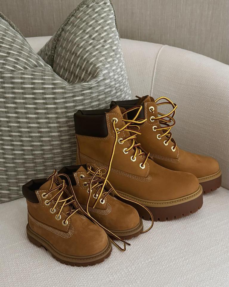 The millionaire family also took a pair of Timberland boots for their one-year-old on the trip