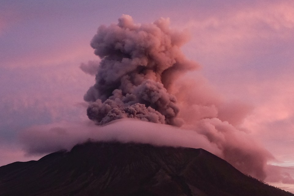 The sky was filled with thick plumes of smoke after the massive eruptions