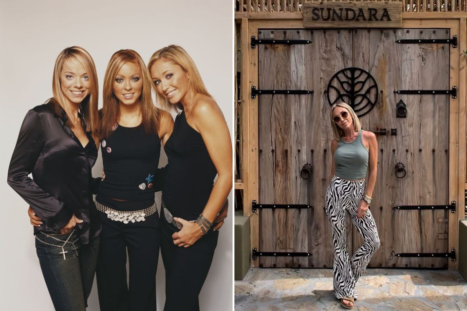 Jenny (right) with bandmates Liz McClarnon and Natasha Hamilton and outside her eatery