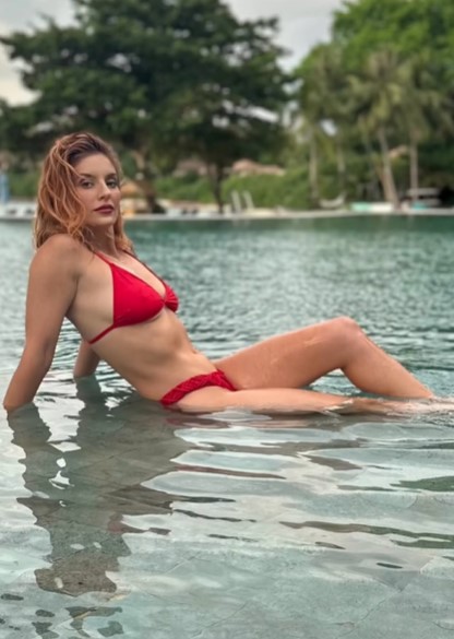 That's So Raven star Anneliese wowed in a red bikini