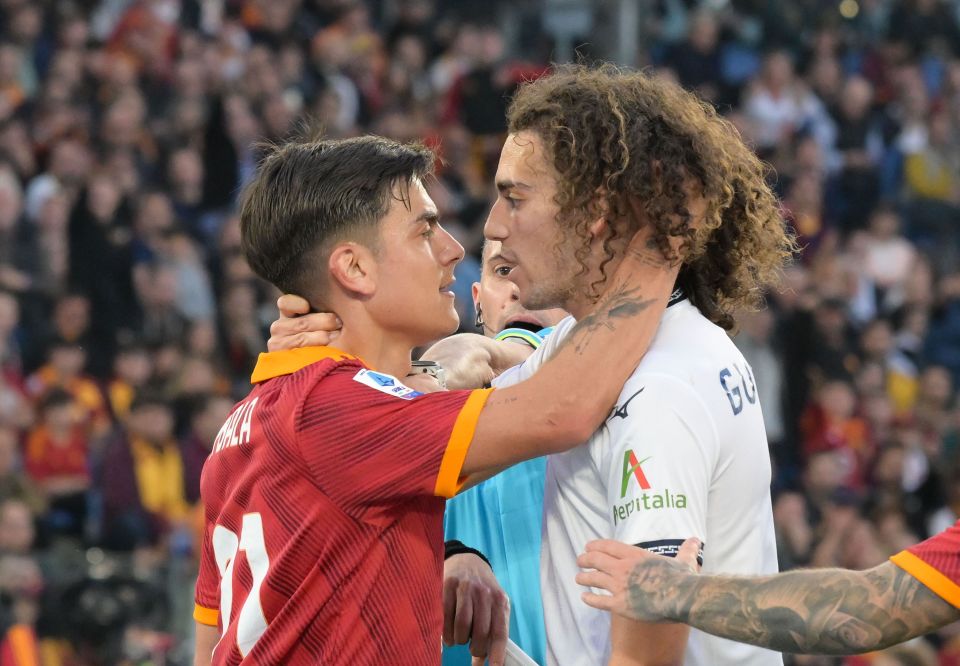 Matteo Guendouzi and Paulo Dybala came to blows during the Rome Derby