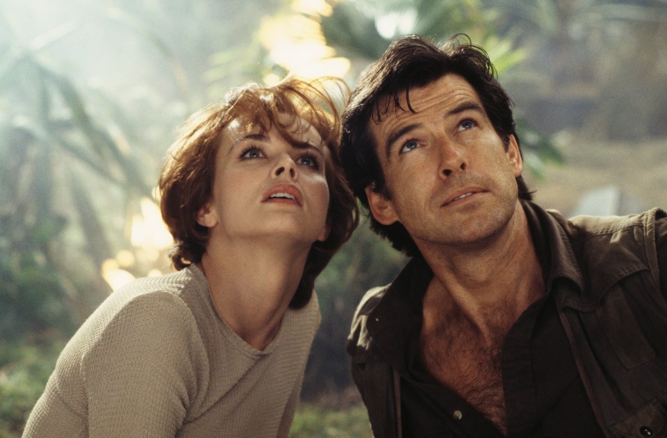 Izabella in a jungle scene with Pierce in 90s classic Goldeneye