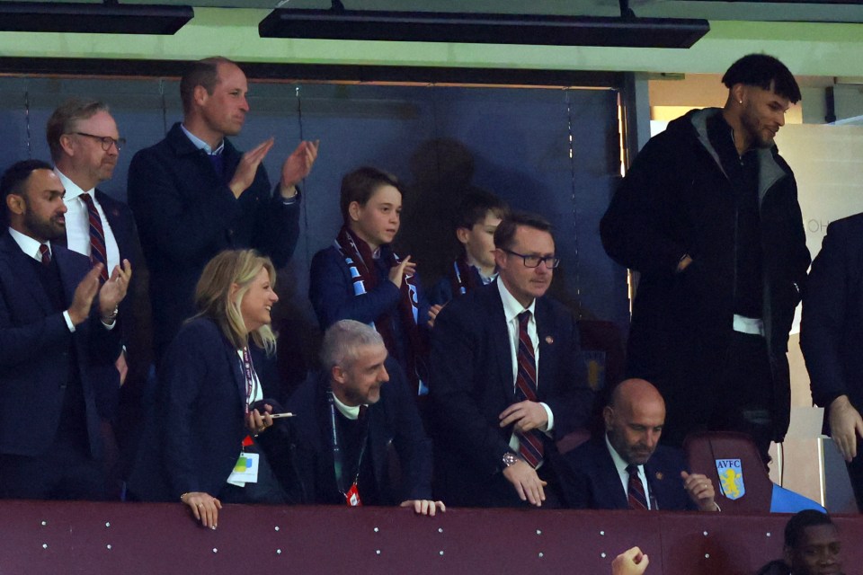 Prince William and Prince George cheering on Aston Villa last week