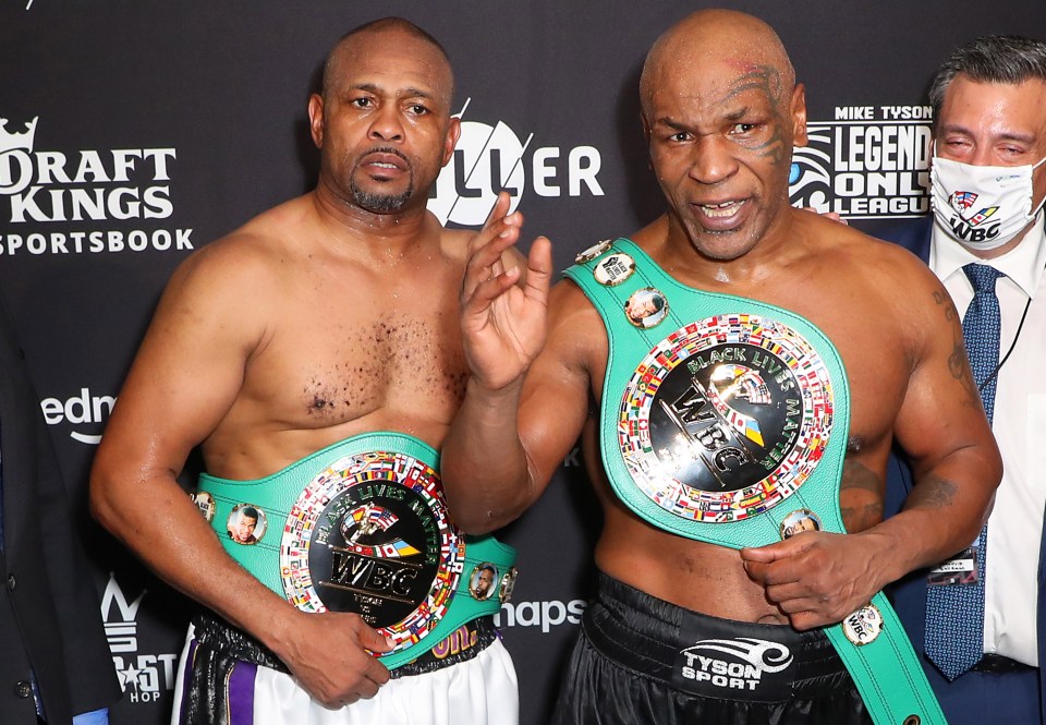 Roy Jones Jr after his exhibition with Tyson