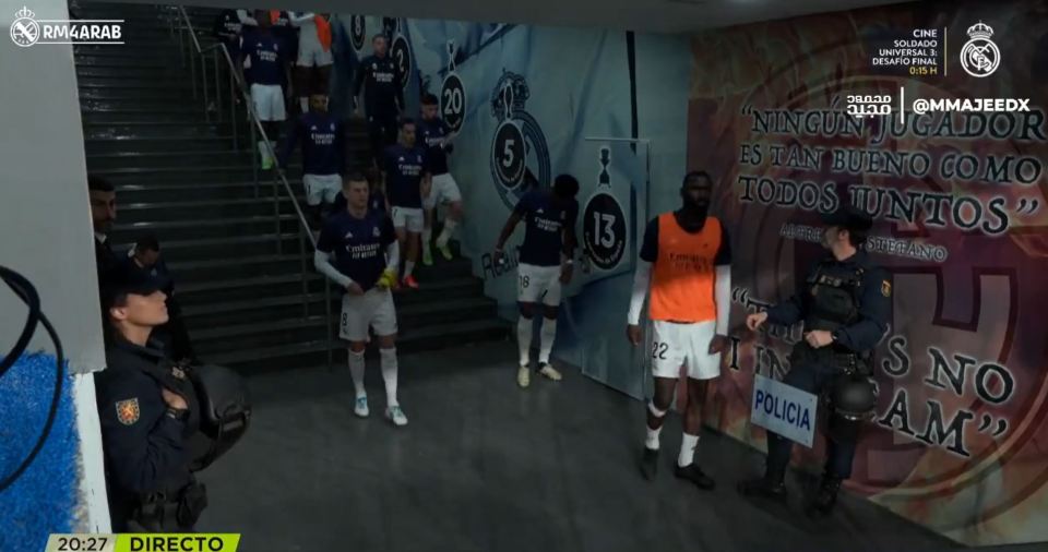 Antonio Rudiger was in the tunnel before Real Madrid's warm-up