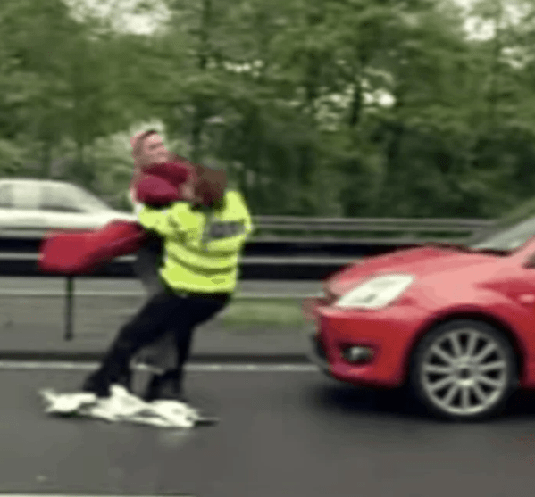 Sabina was eventually restrained after causing chaos on the motorway