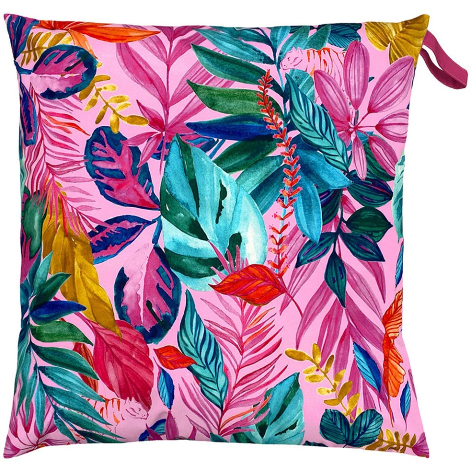 Wilko's is also selling psychedelic multi-colour jungle tropical UV and water resistant outdoor floor cushions for £54