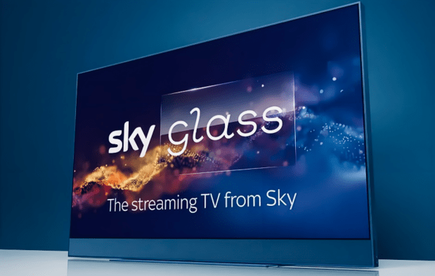 a tv that says sky glass on it