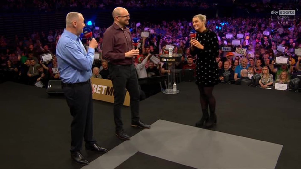 She was joined on stage by Wayne Mardle and Mark Webster in Birmingham