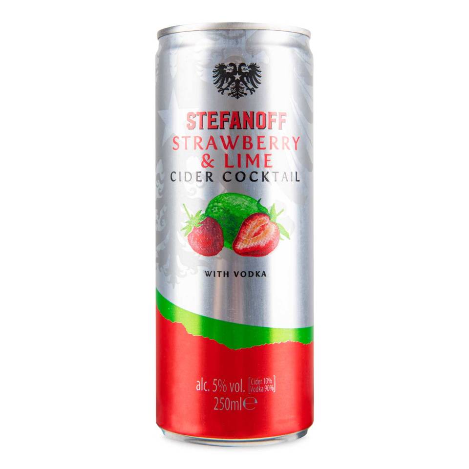 At 5% Stefanoff Strawberry & Lime is the strongest of these alcopops