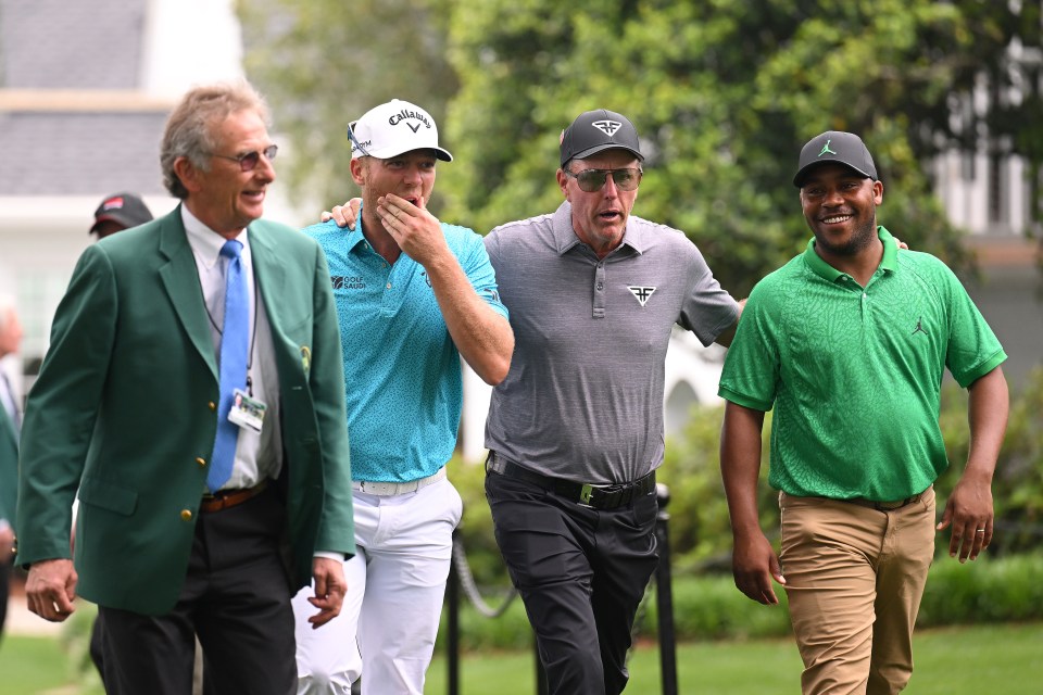 Talor Gooch and Harold Varner III, either side of Phil Mickelson, have been snubbed