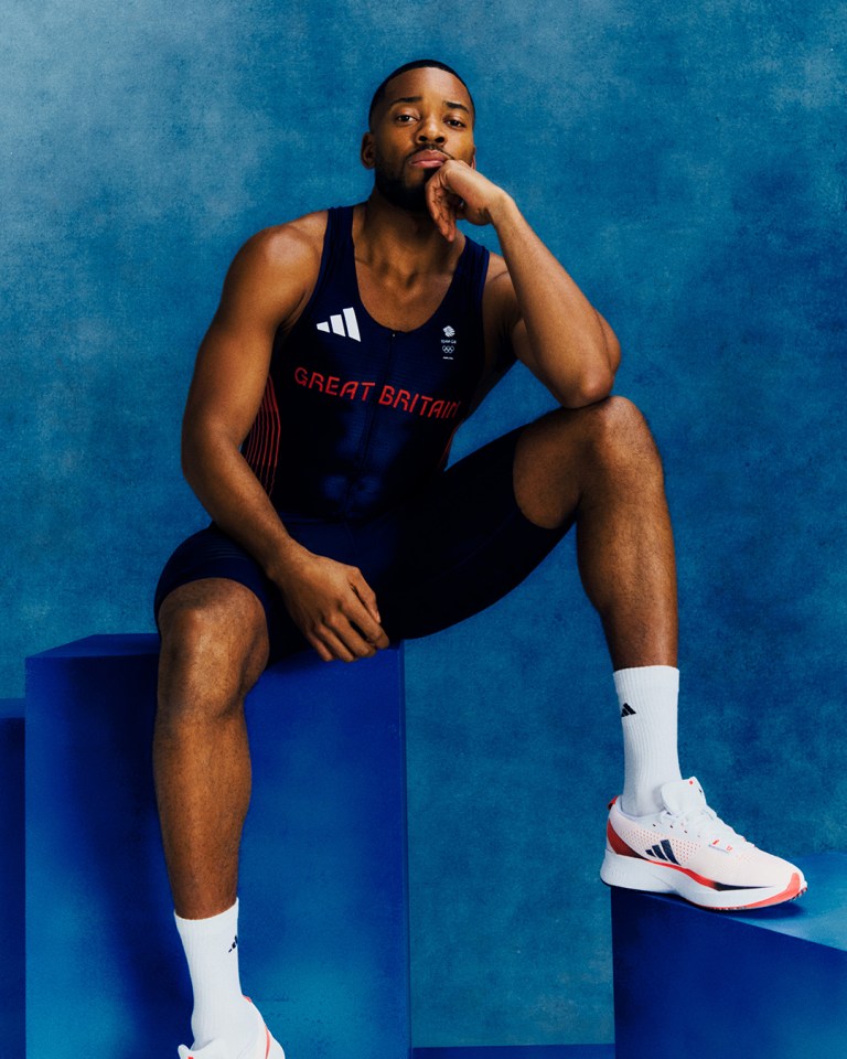 Sprinter Nethaneel Mitchell-Blake models the Olympic athletics kit - and is hoping to wear it in the 4 x 100m relay