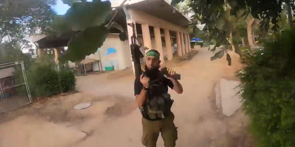 Chilling bodycam shows a Hamas terrorist open fire on innocent civilians