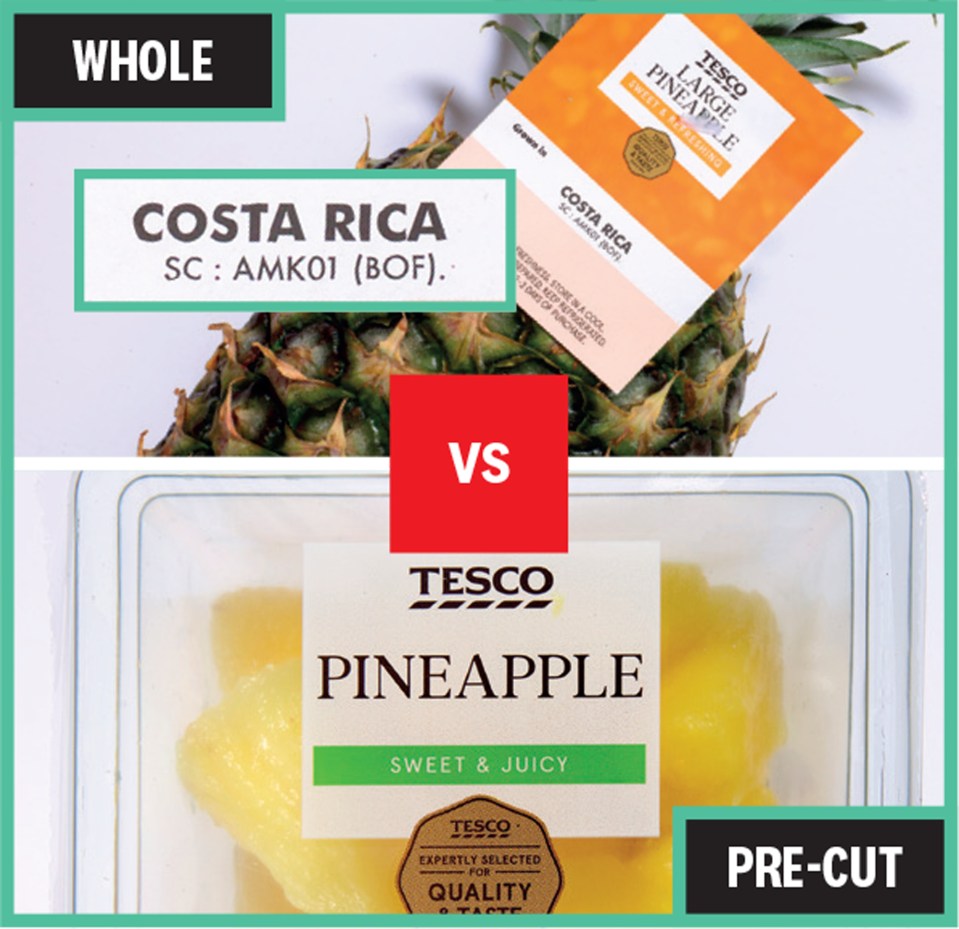 Current rules mean that a whole pineapple must have origin labels, while a pack of chopped fruit does not