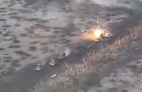 The moment a column of Russia tanks came under relentless fire from Ukraine's forces over Easter