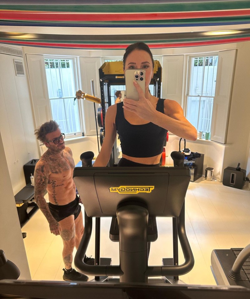 The couple working out together