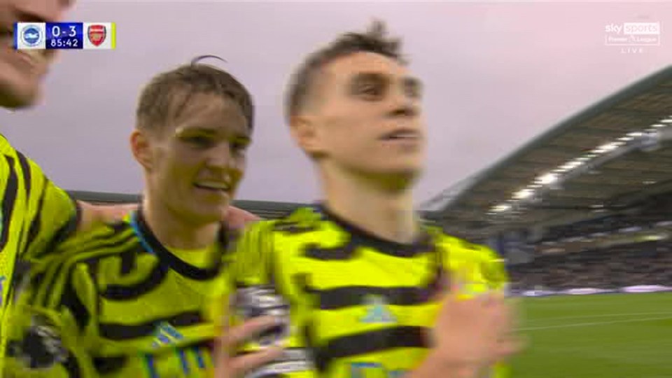 Leandro Trossard passionately beat the Arsenal badge after scoring against his former club