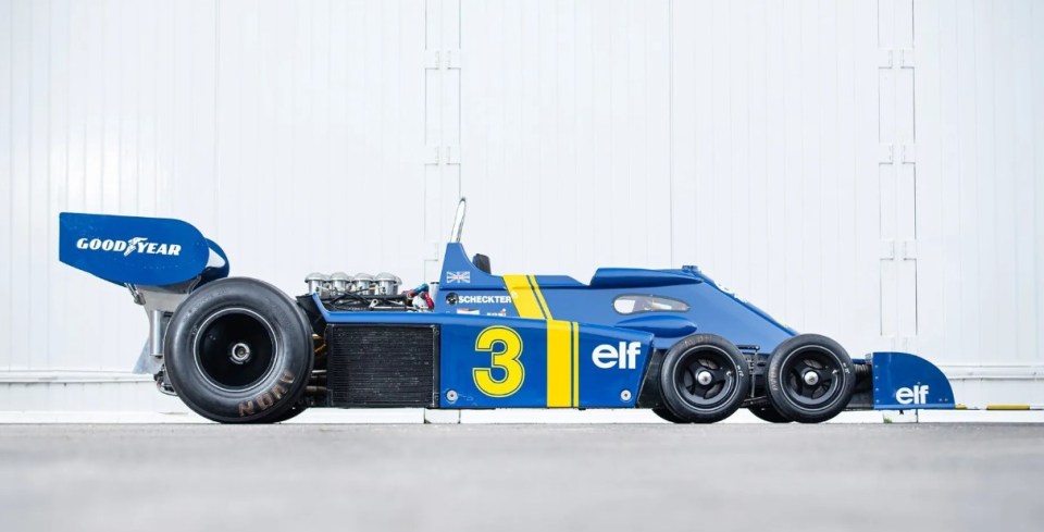 The motor's peculiar six-wheeled design is the brainchild of Tyrrell technical director Derek Gardner