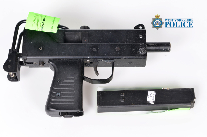 A MAC-10 submachine gun Khan was convicted of possessing