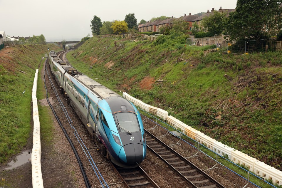 The train line that backs onto Glenfield Avenue in Huddersfield