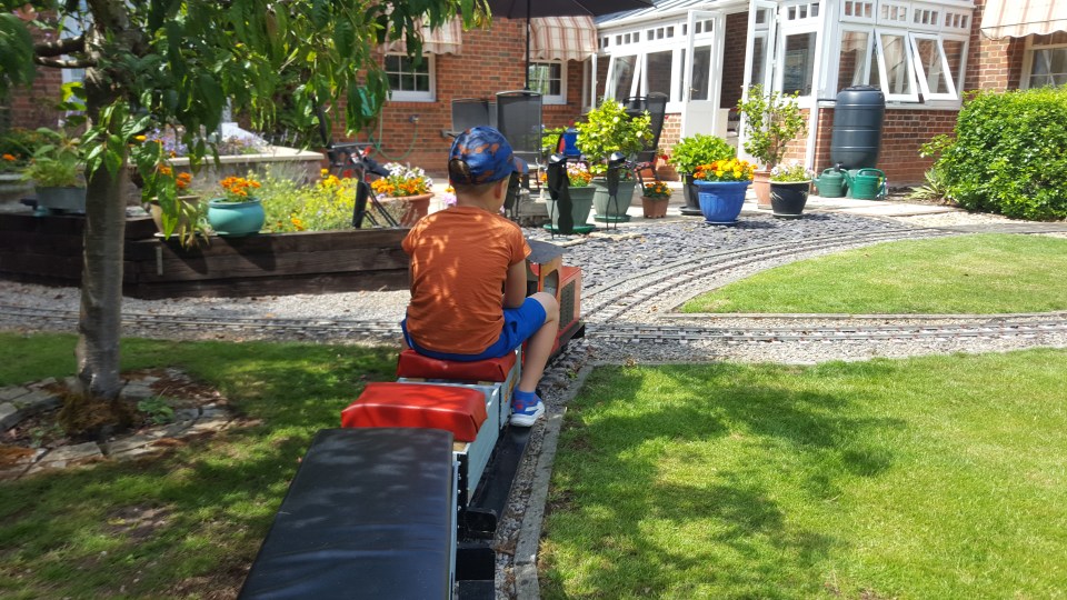 The couple's grandchildren, aged ten and six, have enjoyed running the trains around the garden