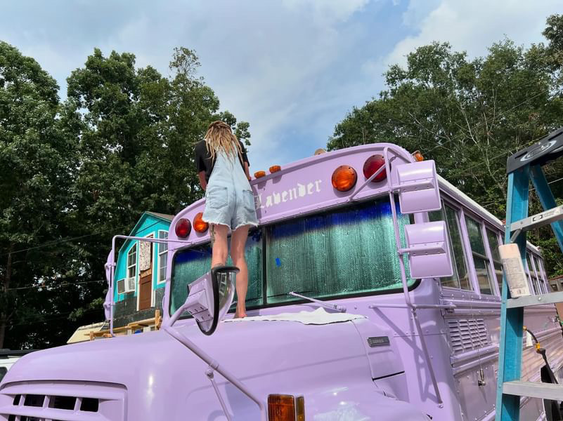 Alexa and her dad did all the DIY work themselves on the school bus