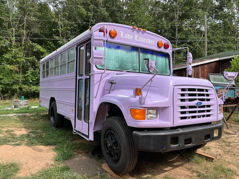 She picked up the old school bus from Craigslist and painted it purple, nicknaming it 'Lady Lavender'