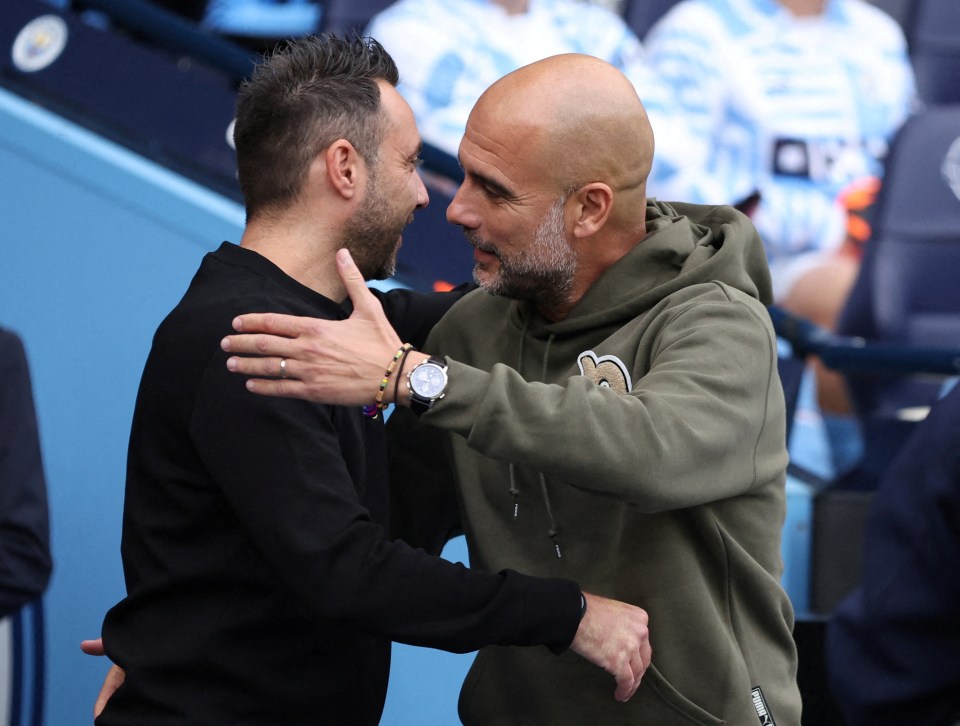 De Zerbi was praised by Pep Guardiola last season for the 'unique' way Brighton played