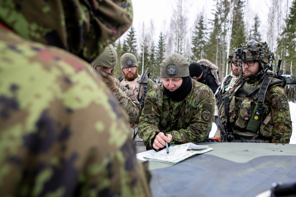 Estonian and UK troops train together close to the border with Russia