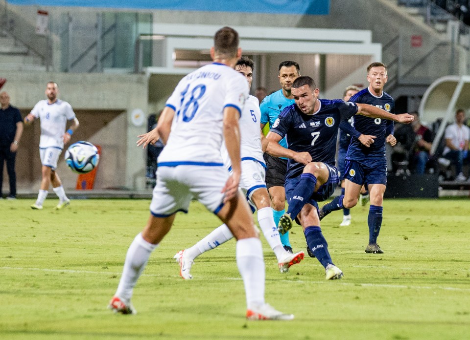 John McGinn scores against Cyprus in qualifying